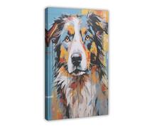 Modern Graffiti Pop Australian Shepherd Dog Poster Canvas Poster Wall Art Decor Print Picture Paintings for Living Room Bedroom Decoration 12x18inch(30x45cm)