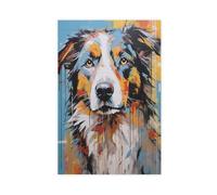 Modern Graffiti Pop Australian Shepherd Dog Poster Canvas Poster Wall Art Decor Print Picture Paintings for Living Room Bedroom Decoration 12x18inch(30x45cm)