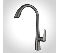 Modern Gray 360° Pull-Down Kitchen Faucet - Stylish Swan Neck Mixer Tap with Dual-Function Sprayer for Easy Cleaning & Kitchen Upgrade Perfect for Home Renovation and Modern Design