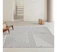 Modern Gray Area Rug 200x250 cm Non-Slip Ideal for Living Room Office Kitchen Dining Room Contemporary Design Stylish Lines Perfect for Study Spaces