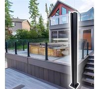 Modern Gray Balustrade Post for 10-12mm Toughened Glass Guardrail System - Pre-drilled Column for Hallway Staircase Swimming Pool Courtyard Railing (1800mm)