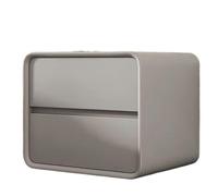 Modern Gray Bedside Table Minimalist Leather Nightnd High-End Solid Wood Nightnd Multi-Functal Bedroom Sto Simple ry Design for Creative Spaces