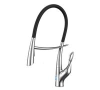 Modern Gray Brass Kitchen Faucet - Lint Touch Design, Single Handle Hot/Cold Water, Magnetic Spray Head, G3/8 Connect for Contemporary Kitchens