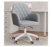 Modern Gray Desk Chair with Wheels - Adjustable Swivel Vanity Stool for Makeup Home Office and Bedroom - Stylish Accent Armchair with Backrest