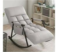 Modern Gray High Back Rocking Chair with 5 Reclining Positions & Side Pocket - Perfect for Living Room or Bedroom Comfort & Style