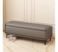 Modern Gray Sto Bench for Living Room Entryway Multi Functal Ottoman with Cush Shoe Changing Window Seat 100cm 40in