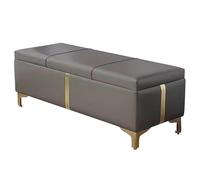 Modern Gray Storage Ottoman Bench - Stylish Home for Bedroom Entryway Living Room Office & Hallway - 15.7in Storage Stool for Chic Spaces