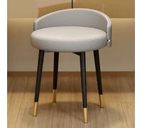 Modern Gray Vanity Stool with Metal Legs - Sturdy Durable Stylish - for Bedroom Living Room Home