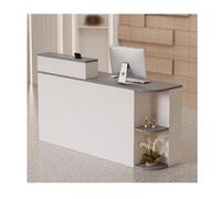 Modern Gray Wood Reception Desk for Office Beauty Salon & Lobby - 140cm Ample Storage Space Commercial Check-Out & Reception Solution Stylish & Functional