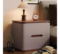 Modern GraySide Table with 2 Drawers freestanding design simple and stylish storage unit for living room or bedroom 45cm height versatile furniture piece.