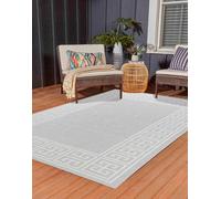 Modern Greek Key Design Outdoor-Indoor Rugs Silver 120X170 Cm