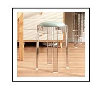 Modern Green Acrylic Bar Stools - Stackable 18in Tall Transparent Backless Kitchen Dining Chairs Compact Armless C Bar Stools for Home & Dining Room