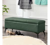 Modern Green Faux Leather Storage Bench with LidUpholstered Pouf for Entryway Living Room & Bedroom 78.7 x 40.6 x 45.7 cm Stylish Design & Functional Seating