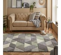 Modern Green Geometric Easy To Clean Rug For Dining Room-200Cm X 285Cm