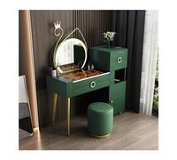 Modern Green Makeup Vanity Set with Mirror, Drawers & Stool - Stylish Dressing Table with Storage Cabinet for Bedroom, Coiffeuse Grand Bureau et Tabouret