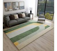 Modern Green Semi-Circular Area Rug Minimalist Design Non-Shedding Perfect for Living Room Bedroom Playroom - 140 * 200cm Stylish Home Decor