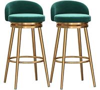 Modern Green Swivel Bar Stools 360° Swivel Kitchen Stools with Backrest and Footrest Bar Chairs for Counter Kitchen Island Home Bar Adjustable Height Counter Stools with Comfortab(2pcs-Seat H65cm)