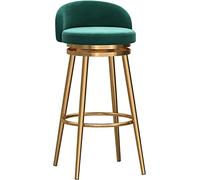 Modern Green Swivel Bar Stools 360° Swivel Kitchen Stools with Backrest and Footrest Bar Chairs for Counter Kitchen Island Home Bar Adjustable Height Counter Stools with Comfortab(1pcs-Seat H75cm)