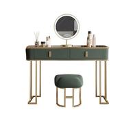 Modern Green Vanity Table with LED Mirror & Stool Stylish Makeup Desk with Storage Cabinet for Small Bedrooms Luxurious Wood Dressing Table for Women