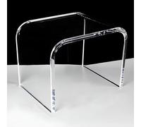Modern Grey Acrylic Side Table, U-Shaped Minimalist Design, Round Edge Coffee Table for Bedroom, Living Room, Office - Stylish 30.5x19.5x22cm End Table