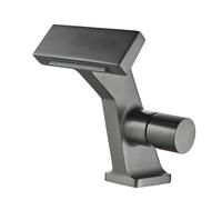 Modern Grey Brass Waterfall Basin Mixer Tap - Single Lever Sink Faucet for Stylish Bathroom Upgrade Ideal for Contemporary Decor & Easy to Install