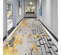 Modern Grey, Gold, Black Home Washable Area Short Pile Narrow Runner Rug for Living Room 60cm/70cm/80cm/100cm Wide Indoor Kitchen Runner Carpet(80×400cm/2.6ft×13.1ft)