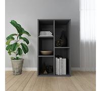 Modern Grey High Gloss Book Cabinet/Sideboard 45x25x80 cm Chipboard Furniture for Living Room Stylish Shelving Bookcases & Standing Shelves