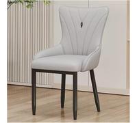 Modern Grey Leather Dining Chairs Armless Side Chairs with Sturdy Metal Legs Set of 2 - Stylish Wing Design for Dining Room Kitchen or Home Office