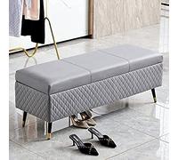 Modern Grey Leather Storage Bench Upholstered End of Bed & Entryway Seating Stylish 80x40x45cm (31x16x18in) for Bedroom & Living Room Organization
