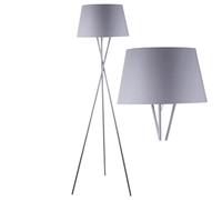 Modern Grey Paint Stem Tripod Floor Lamp with Matching Grey Fabric Light Shade
