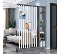 Modern Grey Room Divider with Shelves - Tall Privacy Partition Storage Cabinet & Display Bookshelf for Home Office Dorm - 140x24x200cm (55x9.5x79in)