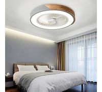 Modern Grey Silent Ceiling Fans with Remote & LED Lights - 6 Speed Dimmable Flush Mount Ceiling Fan with Timer for Bedrooms Kids' Rooms and Kitchens