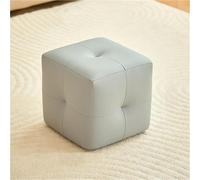 Modern Grey Square Pouf Foot Stool Faux Leather Ottoman Seat Small Solid Wood Footrest for Couch Stylish Ottoman for Living Room Bedroom & Entryway