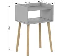 Modern Grey Wooden Nightstand Tall Bedside Table With Pinewood Legs And Open Shelf Slim Side Table H60 X L40 X W30Cm