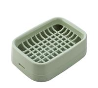 Modern Grid Design Soap Dish, Square Soap Travel Case with Drainage Layer, Leak-Proof Soap Container for Gym, Bathroom, Traveling, Camping, Soap Bar Shampoo Holder for Shower (Green)