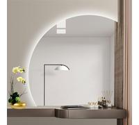 Modern Half-Circle LED Bathroom Mirror Anti-Fog Backlit Vanity Mirror Frameless Wall-Mounted Lighted Mirror with 3 Color Settings Stylish and Functional Decor