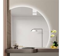 Modern Half-Circle LED Bathroom Mirror Anti-Fog Frameless Makeup Mirror Illuminated Wall Mirror with 3 Color Settings for Stylish Vanity Lighting