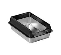 Modern Half Enclosed Stainless Steel Cats Potty Litter Box With Large Space Air Circulations Systems For Active Felines Open Top Litter Box