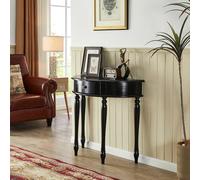 Modern Half Moon Console Table - Walnut Accent Table with Drawer for Entryway Hallway Foyer Living Room - Vintage Narrow Design (Black 80cm/31.4in)