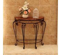 Modern Half Moon Console Table with Metal Frame Stylish Semi Circle Entryway & Sofa Table for Living Room Hallway Entrance Black 80x40x75cm (31x16x29.5in)