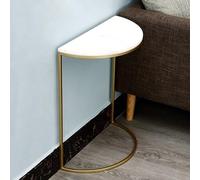Modern Half Round End Table for Entryway Metal Accent Table Narrow Pedestal Side Table for Living Room White 15.7in (40cm) Perfect Small Corner Table