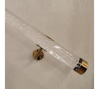 Modern Hallway Loft Step Wall Handrail 6M 5M 4M 3.6M 3M 2M 1M Long, Gold/Silver Brackets Transparent Handrail Kits for Stairs Indoor Outdoor with 50Mm End Cap,Silver Brackets,150cm/4.9ft