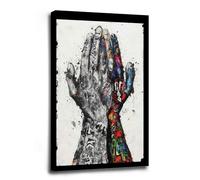 Modern Hand Graffiti Wall Art Graffiti Hands Canvas Art Modern Couple Canvas Painting Bar Cart Print Funky Dorm Wall Decor Indoor Decor for Offices Living Room Bedroom Farmhouse Framed Ready to Hang