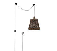 Modern Hand Woven Bamboo Plug in Cord Pendant Lighting for Kitchen Island