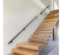 Modern Handrail for Stairs 1 2 3 4 5 6 Metres, Black Mental Wall Mounted Staircase Banister Hand Rails for Indoor and Outdoor or Wooden Stair Gardens Villa Loft(4ft/120cm)