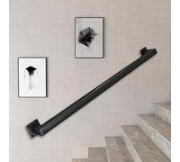Modern Handrail for Stairs, 1m 1.5m 2m 2.5m Staircases Railing, Metal Wrought Iron Handrail, Black Wall Mounted Corridor Safety Support Rod, Non-Slip Galvanized Pipe Stair Hand(16.4ft/500cm)