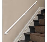 Modern Handrail for Stairs, 30-600cm Galvanized Iron Staircase Banister Safety Hand Rails, Wall Mount Staircase Railing with Brackets for Indoor Outdoor, White(16.4ft/500cm)