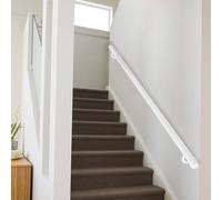 Modern Handrail for Stairs - Complete Kit. White Metal Stair Railing Non-Slip Hand Rails for Indoor Outdoor, Wall Balustrade Foot Rail Safty Support Rod(17ft/510cm)