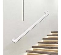 Modern Handrail for Stairs - Complete Kit. Whnoorher 30cm- 600cm Staircase Railing Brackets, Wall Mount White Galvanized Pipe Handrail, Wrought Iron Support Rod(6ft/180cm)