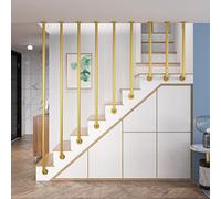 Modern Handrail for Stairs,Staircase Banister Hand Rails for Indoor Outdoor,L-Shaped Staircase Railing with Installation Kit,Gold Metal Wrought Iron(3.8ft/115cm)